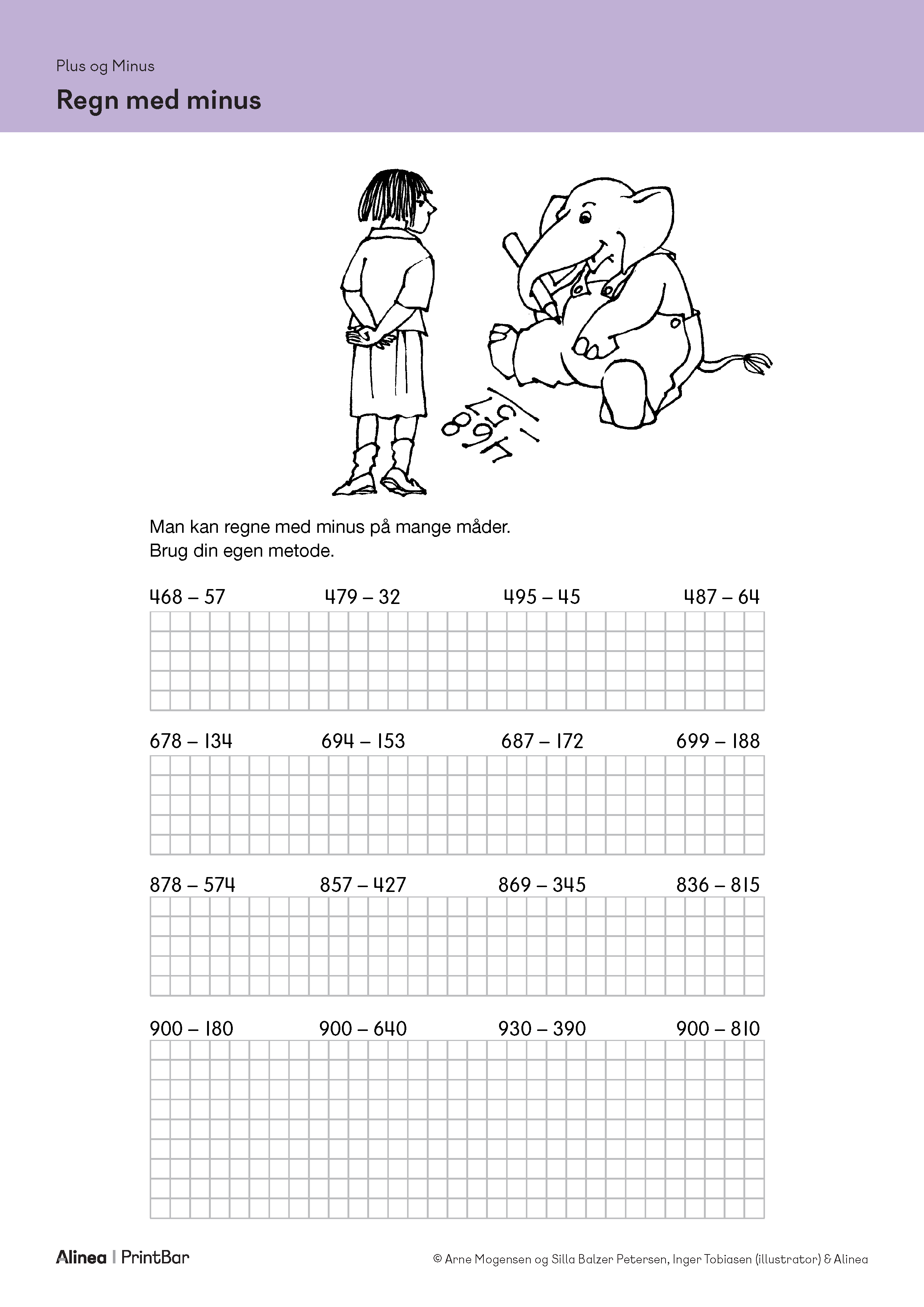 Regn med minus | Gratis opgave til print | PrintBar | PrintBar